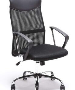 BAKAJI Silla de oficina ergonómica, giratoria, asiento acolchado, altura regulable e inclinable, soporta hasta 120 kg, color negro