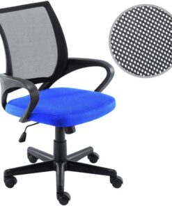 BAKAJI Silla de Escritorio de Oficina Presidencial de Tela de Malla Transpirable rotación 360 Grados direccional Altura Ajustable (Azul Negro)