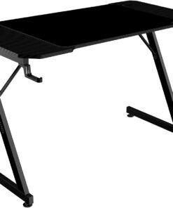 Mars Gaming MGD-X120, Mesa Gaming Ergonómica, Superficie en Fibra de Carbono, Estructura Metálica, Alfombrilla XXL, Soporte Auriculares y Bebida, Gestión Cableado, Escritorio PC 120x60cm, Negro