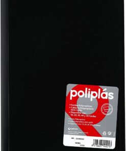Grafoplas - Carpetas 30 Fundas Plástico A4, Poliplás Opaco, Negro | Forros Transparentes, Cubiertas Polipropileno, Fabricados en España, Perfecta para Archivar Documentos y Folios