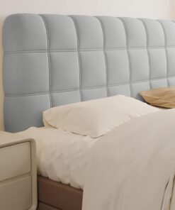 Funda Para Cabecero De Cama Elástica, Tejido De Terciopelo Suave, Lavable | Tejido De Terciopelo Suave, para Camas Individuales Dobles King Queen, Con Relleno, Antipolvo(Light Gray,150cm)