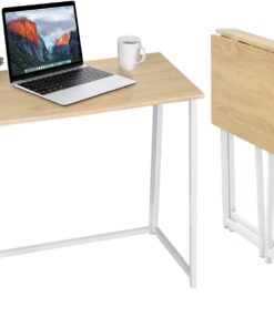 Meuble Cosy Mesa de Ordenador Plegable para Ahorrar Espacio, con Estructura de Acero, para Oficina, Hogar, Puesto de Trabajo, Estilo Escandinavo, Patas de Metal, FáCil Montaje, Roble, 80 X 40 X 74 cm