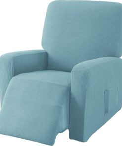 EBETA Jacquard Funda de sillón, Capuchas elásticas para sillón, Elástico Funda para sillón reclinable （Azul Vaquero）