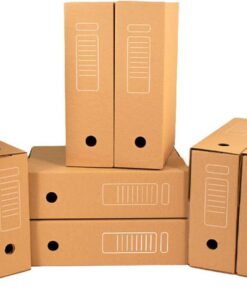 ONLY BOXES Pack 10 Cajas Archivo Definitivo A4, Marrón, 36x10.3x27.1 cm | Automontables, Cartón Ondulado 3 mm, Cierre Automático Sin Cinta, 100% Reciclables