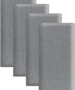4 paneles de pared tapizados 40x20cm, autoadhesivos, para cabecera, habitación infantil, dormitorio y oficina, tapicería suave, gris claro
