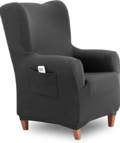 Textilhome Funda Sillón Orejero Elástica TEIDE Ajustable Protector Gris | Funda elástica para sillón orejero 70 a 110cm con ajuste perfecto, protección diaria y espumas antideslizantes incluidas.