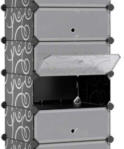 SONGMICS Estantería por Módulos, Organizador de Zapatos, Zapatero con 10 Estantes, 48 x 36 x 173 cm, Resistente al Polvo, Color Negro LPC10H