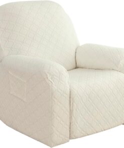 ELEOPTIOIN Sillón Relax Reclinable, Funda para Sofá de 1 Plaza, 4 Piezas Jacquard con Bolsillos, Para Sillón Reclinable, Masaje, Beige