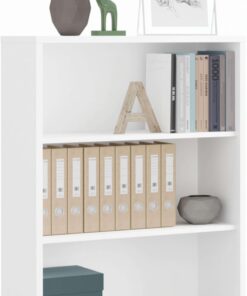 MUEBLES PITARCH | Librería de Oficina o Despacho Baja con Estantes, Librería de Salón, Blanca, 99,5x75,5x33cm (Alto x Ancho x Fondo) Básica, Elegante y Resistente, Colección
