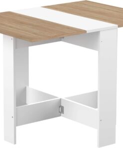 Symbiosis Papillon, Mesa plegable, blanco y roble natural 103/67/28x76x73,4 cm