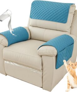 Fundas para sillón, protector de sofá, fundas de reposabrazos de sofá, funda de reposacabezas para sofá reclinable, fundas protectoras impermeables antideslizantes para brazos de sofá (azul lago, 1