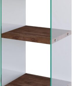 WELL HOME MOBILIARIO & DECORACIÓN Librería,100% Pine Solid Wood, Color Nogal