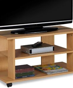 Bakaji Mueble de TV de Madera MDF con 2 estantes para Consolas Videojuegos DVD y 4 Ruedas, Mueble para televisión, diseño Moderno, tamaño 80 x 40 x 45 cm (Roble)