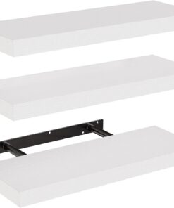 STOREMIC Estanteria Pared de 3 Niveles, Estante de Pared Blanco, Estantes Flotantes Fácil de Instalar, Baldas Pared Ideal para Dormitorio, Baño, Oficina en Casa, Sala de Estar