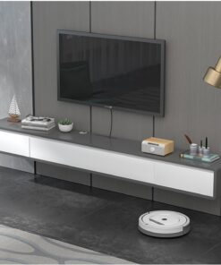 Mueble de TV Flotante Moderno, Consola Multimedia de Pared con 2 cajones, Mueble de TV para Apartamentos pequeños, Estante Flotante para Guardar Debajo del televisor (Blanco y Gris, 120 cm)