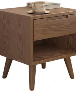 Mesitas de noche de madera, mesita de noche de color madera y color nogal, mesa auxiliar for sofá con estante de almacenamiento, mesa decorativa for refrigerios for sala de estar, dormitorio (1