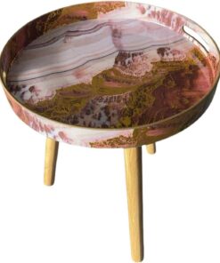 Mesas auxiliares redondas para interiores con 3 patas de madera desmontables, mesa de bandeja versátil, perfecta para mesa redonda de café, té y tiempo de relajación de 17.3 pulgadas