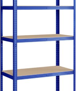 SONGMICS Estantería Pesada de 5 Niveles, Estantería de Acero, Montaje Rápido, Garaje, Almacén, Trastero, Carga de 600 kg, 50 x 100 x 200 cm, Azul GLR050Q01
