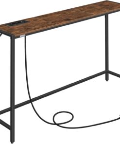 MAHANCRIS Mesa de Entrada y Sofá Estrecha, Consola Con Estructura Metálica, Estilo Minimalista para Salón, Pasillo, Entrada, Vestíbulo, Marrón ACTHR112UE01