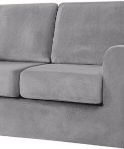 Leomix Fundas de sofá de Terciopelo con Funda de Respaldo separada y Funda de cojín de Asiento, con Protector de Muebles de Fondo elástico para niños y Mascotas,B,Loveseat