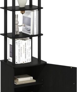 Furinno Turn-N-Tube Estante Expositor Cuadrado, Engineered Wood, Blackwood/Negro, 3-Tier | Estantes de almacenamiento, estantería para libros, estantería con puerta, para organización, sala de estar, oficina en casa