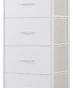 DUMOS Horshod - Cómoda de Metal, Color Blanco, 4 cajones