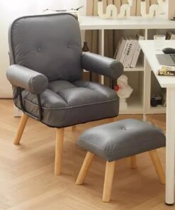 Sillón reclinable Moderno con reposapiés y Patas de Madera Maciza, cómodo sofá Individual para Sala de Estar, Oficina o balcón, Color Gris.