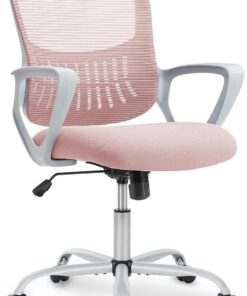 DUMOS Silla de Oficina ergonómica, Silla de Escritorio con Soporte Lumbar, Silla giratoria con reposabrazos, Silla de Ordenador, Silla de Oficina Regulable en Altura, sillas de Oficina, Adecuada para