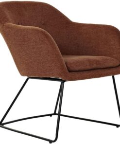 DKD Home Decor Sillón Color Negro y Terracota, de Lino y Metal (63 x 64 x 70 centímetros)