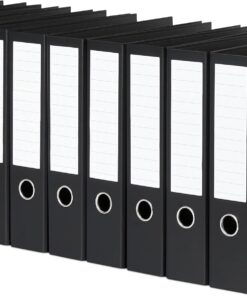 Amazon Basics - Carpetas de anillas de diseño arqueado con sistema de palanca A4, paquete de 10, organizador de archivos de oficina, Negro