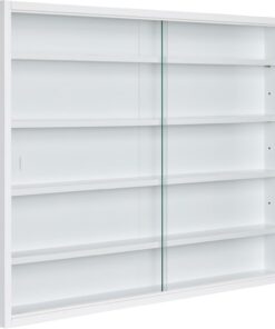 Inter Link - Vitrina de colección - Vitrina - Estantería de pared - Vitrina de cristal - Estantería de pared - Estantería colgante - MDF - Blanco (80x60x9.5cm) Compilati