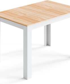 Mondeer Mesa de Comedor, Mesa de Cocina para 4 Personas, 120 x 80 x 75 cm | Mesa de comedor rectangular de madera de 4 plazas para comedor, cocina, salón, roble y blanco