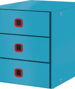 Leitz Módulo de Clasificación Click & Store, 3 Cajones para Archivar Papeles y Documentos, Archivador de Cartón Tamaño A4 con 3 Alturas para el Hogar/Oficina, Gama Cosy, Azul Sereno, 53680061