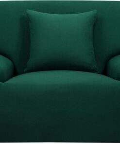 sourcing map Hogar Poliéster Elástico Sofá Cubierta de la Silla Funda Protectora Verde Oscuro