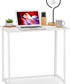 Relaxdays Escritorio Plegable, Mueble de Oficina, 74,5x80x45 cm, Blanco, Aglomerado, Hierro, 5 x 80 x 45 cm