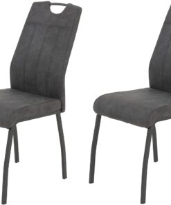 Hela Tische, Elif - Set de 2 sillas de Comedor o Cocina, tapizado de Microfibra Color Antracita, Estructura de Metal, 4 Patas, Color Gris, Respaldo con asa, Capacidad de Carga 140 kg