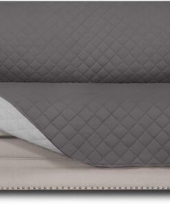Easy-Going Funda Reversible para sofá biplaza de 2 Cojines, Protector de Muebles Resistente al Agua con Varillas de Espuma y Correas elásticas para Mascotas (sofá biplaza, Gris/Gris Claro)