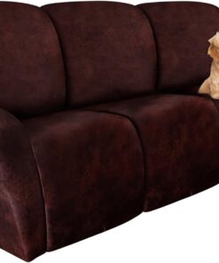molasofa Fundas de sofá reclinable, 8 piezas elásticas de cuero para sofá grande para 3 asientos, fundas reclinables suaves con patrón jacquard protector de muebles con parte inferior elástica (rojo)