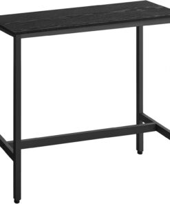VASAGLE Mesa de Bar, Mesa de Cocina Rectangular Estrecha, Mesa Alta con Marco de Metal Robusto, 40 x 100 x 90 cm, Montaje Sencillo, Diseño Industrial, Negro Ébano y Negro Tinta LBT010B56