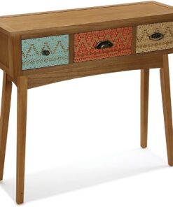 Versa Shikar Mueble Recibidor Estrecho para Entrada o Pasillo, Mesa Consola, con 3 cajones, Medidas (Al x L x An) 80,5 x 30 x 90 cm, Madera, Color Multicolor