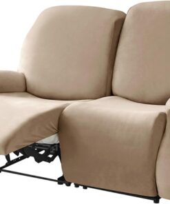 Funda Sillon Relax Reclinable-Camello-2 plazas | Terciopelo Funda De Sillón Relax Elástica antideslizante con bolsillo lateral Para Perros y Mascotas