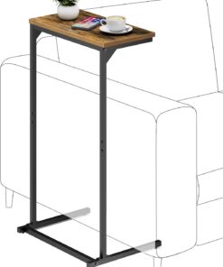 TUTOTAK Mesa auxiliar en forma de C, mesa auxiliar pequeña, mesa de sofá de 72,9 cm de alto, mesa de sofá, sala de estar, dormitorio, marrón TB01BB071EU