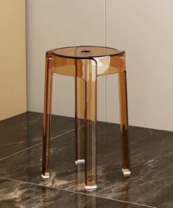 Taburete de bar de acrílico transparente, taburete apilable sin respaldo para cocina, baño, patio, diseño moderno, asientos de interior/exterior, perfecto para zonas de comedor y desayuno