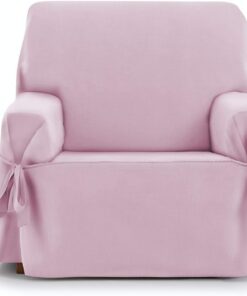 Eysa Levante Funda de sillón 1 Plaza con Lazos, para sillones de 80 cm-120 cm Respaldo orientativamente (Unos 55 cm - 60 cm de sentada del sillón), Rosa.