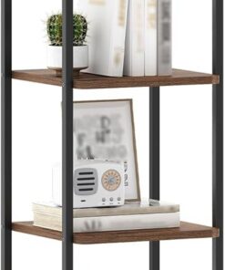 Hzuaneri Librería de 6 Niveles, Estantería Estrecha para Libros, 30 × 33 × 166 cm, Estantería para Oficina, Estudio, Sala de Estar, Dormitorio, Marrón Rústico y Negro BC24601B
