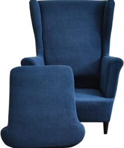 Fundas de sillón orejero elástica 1 Plaza Funda para sillas de Orejas 2 Piezas Cubre Sillón orejero Fundas para sillones orejeros con Respaldo de alas Azul Marino