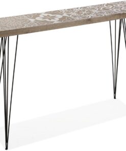 Versa Dallas Mueble Recibidor Estrecho para Entrada o Pasillo, Mesa Consola, Medidas (Al x L x An) 80 x 25 x 110 cm, Madera y Metal, Color Blanco y marrón