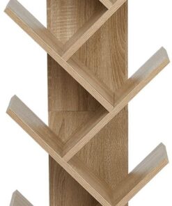 Mondeer Estantería de Madera con Forma de árbol con 9 Compartimentos para Guardar CDs revistas en la Oficina, librería, casa, Roble