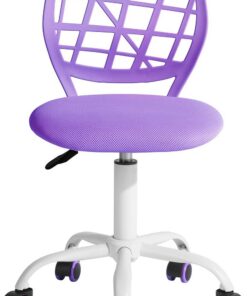 FurnitureR Silla de Gaming para niños, Silla de Oficina, Silla Gamer, Silla de Escritorio, diseño Moderno ergonómico, sin Brazos, Ajuste de Altura del Asiento, Ruedas de Goma, Color Lila