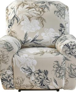 Funda para Sillón Reclinable Funda para Sillón Relax de Descanso 4 Piezas Cubierta de Sillón Funda Elástica para Sillón de Masaje Sombra de Flores
